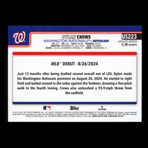 Dylan Crews 2025 Topps Update Rookie Debut Nationals