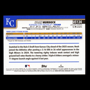 Noah Murdock RC 2025 Topps Update Rookie Royals