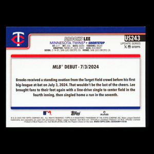 Brooks Lee 2025 Topps Update Rookie Debut Twins