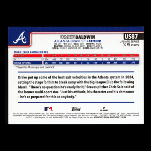 Drake Baldwin RC 2025 Topps Update Rookie Braves