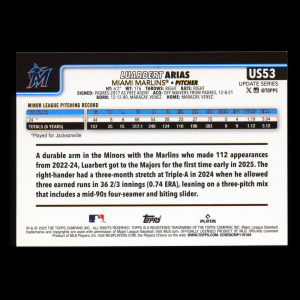 Luarbert Arias RC 2025 Topps Update Rookie Marlins