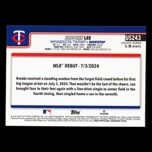 Brooks Lee 2025 Topps Update Rookie Debut Twins