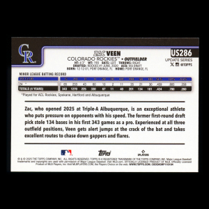 Zac Veen RC 2025 Topps Update Rookie Rockies