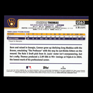 Connor Thomas RC 2025 Topps Update Rookie Brewers