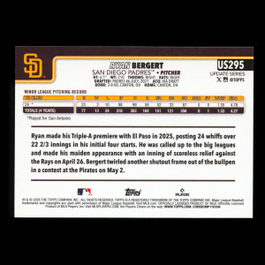 Ryan Bergert RC 2025 Topps Update Rookie Padres