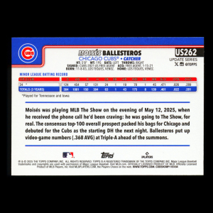 Moiss Ballesteros RC 2025 Topps Update Rookie Cubs