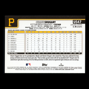 Chase Shugart RC 2025 Topps Update Rookie Pirates
