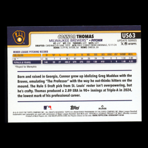 Connor Thomas RC 2025 Topps Update Rookie Brewers