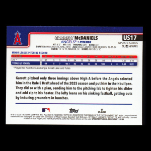 Garrett McDaniels RC 2025 Topps Update Rookie Angels