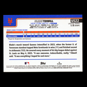 Blade Tidwell RC 2025 Topps Update Rookie Mets