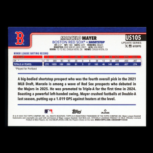 Marcelo Mayer RC 2025 Topps Update Rookie Red Sox
