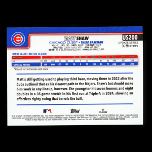 Matt Shaw RC 2025 Topps Update Rookie Cubs