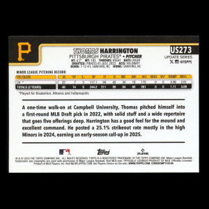 Thomas Harrington RC 2025 Topps Update Rookie Pirates