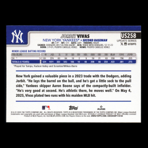 Jorbit Vivas RC 2025 Topps Update Rookie Yankees