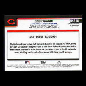 Rhett Lowder 2025 Topps Update Rookie Debut Reds