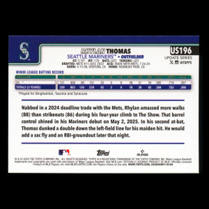 Rhylan Thomas RC 2025 Topps Update Rookie Mariners