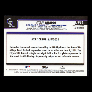 Adael Amador 2025 Topps Update Rookie Debut Rockies