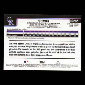 Zac Veen RC 2025 Topps Update Rookie Rockies