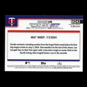 Brooks Lee 2025 Topps Update Rookie Debut Twins
