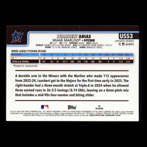 Luarbert Arias RC 2025 Topps Update Rookie Marlins