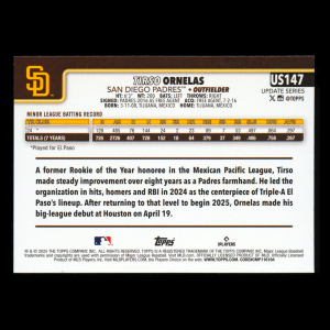 Tirso Ornelas RC 2025 Topps Update Rookie Padres