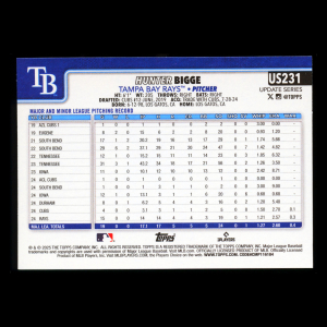 Hunter Bigge RC 2025 Topps Update Rookie Rays