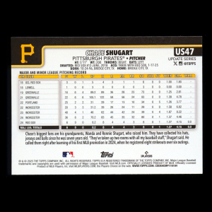 Chase Shugart RC 2025 Topps Update Rookie Pirates