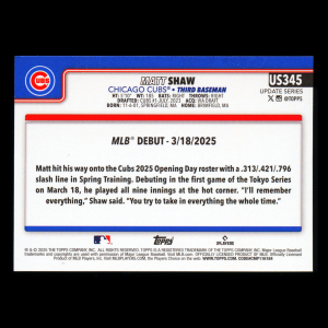 Matt Shaw 2025 Topps Update Rookie Debut Cubs
