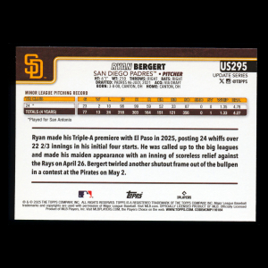 Ryan Bergert RC 2025 Topps Update Rookie Padres