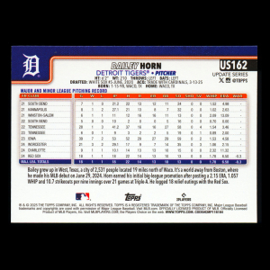 Bailey Horn RC 2025 Topps Update Rookie Tigers