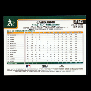 CJ Alexander RC 2025 Topps Update Rookie Athletics