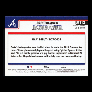 Drake Baldwin 2025 Topps Update Rookie Debut Braves