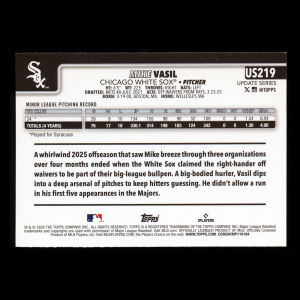 Mike Vasil RC 2025 Topps Update Rookie White Sox