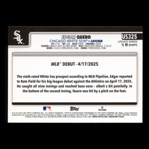 Edgar Quero 2025 Topps Update Rookie Debut White Sox