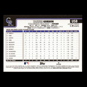 Tanner Gordon RC 2025 Topps Update Rookie Rockies
