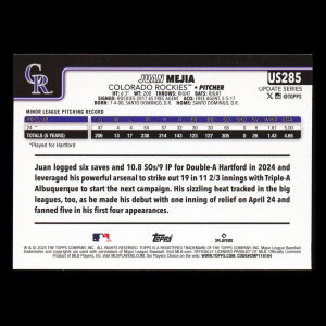 Juan Mejia RC 2025 Topps Update Rookie Rockies