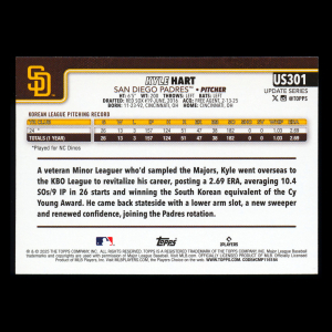 Kyle Hart RC 2025 Topps Update Rookie Padres