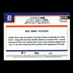 Jackson Jobe 2025 Topps Update Rookie Debut Tigers