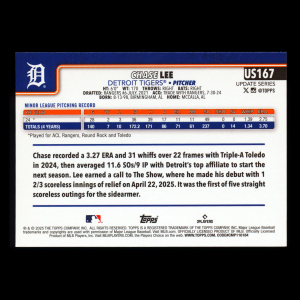 Chase Lee RC 2025 Topps Update Rookie Tigers