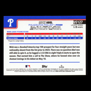 Mick Abel RC 2025 Topps Update Rookie Phillies