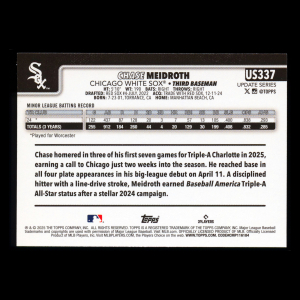 Chase Meidroth RC 2025 Topps Update Rookie White Sox
