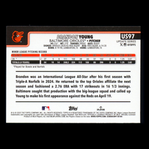 Brandon Young RC 2025 Topps Update Rookie Orioles