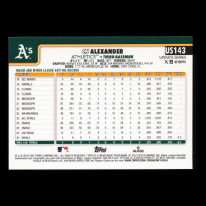 CJ Alexander RC 2025 Topps Update Rookie Athletics
