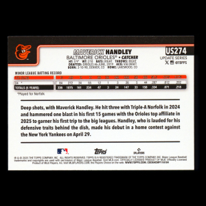Maverick Handley RC 2025 Topps Update Rookie Orioles