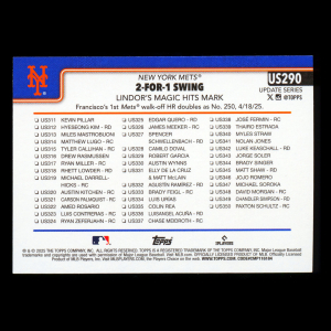 Francisco Lindor 2025 Topps Update Checklist Mets