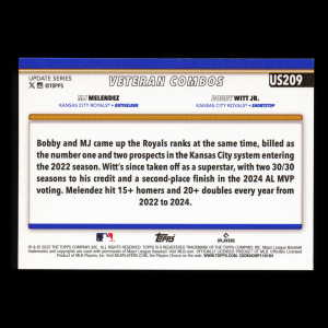 MJ Melendez - Bobby Witt Jr. 2025 Topps Update Veteran Combos Royals