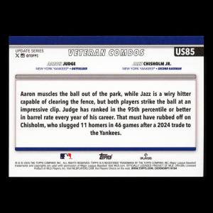 Aaron Judge - Jazz Chisholm Jr. 2025 Topps Update Veteran Combos Yankees