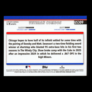 Dansby Swanson - Matt Shaw 2025 Topps Update Veteran Combos Cubs
