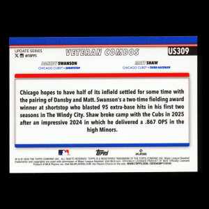 Dansby Swanson - Matt Shaw 2025 Topps Update Veteran Combos Cubs