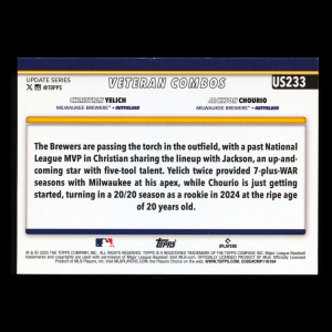 Christian Yelich - Jackson Chourio 2025 Topps Update Veteran Combos Brewers